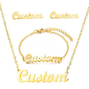 Stainless Steel Anklets 18k Gold Nameplate Personalised Custom Name Necklace