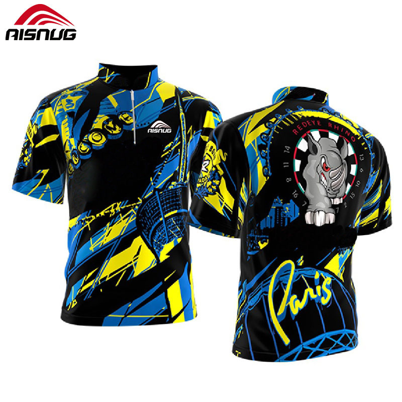 wholesale breathable sublimation print men jersey custom design dart shirts with pocket