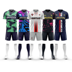 Wholesale team club custom football wear set embroidery soccer kit patch sublimated soccer jersey for men