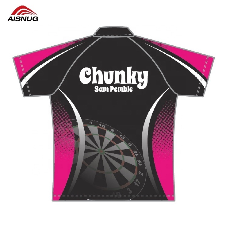 sublimation print polyester zipper pocket ladies logos design your own darts shirt