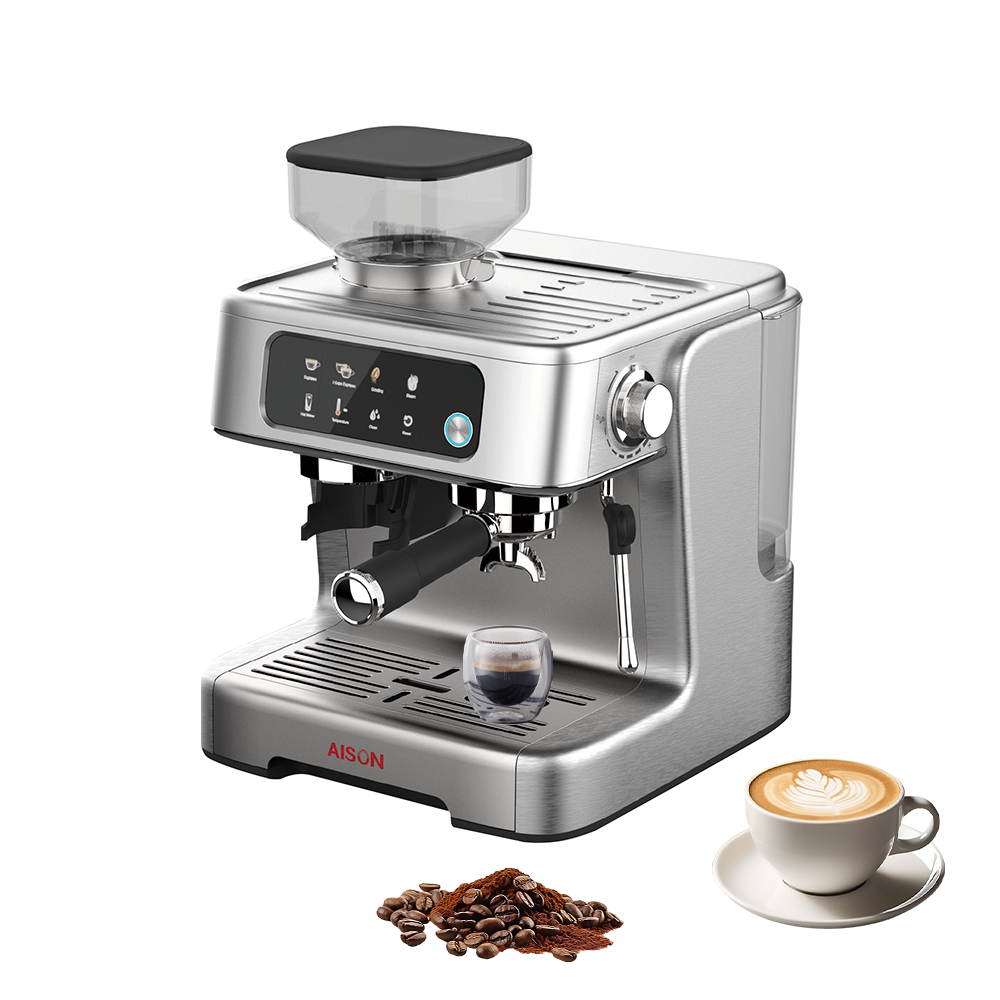 Profesional Semi-Automatic Cappuccino Espresso Machine Coffee Maker With Grinder