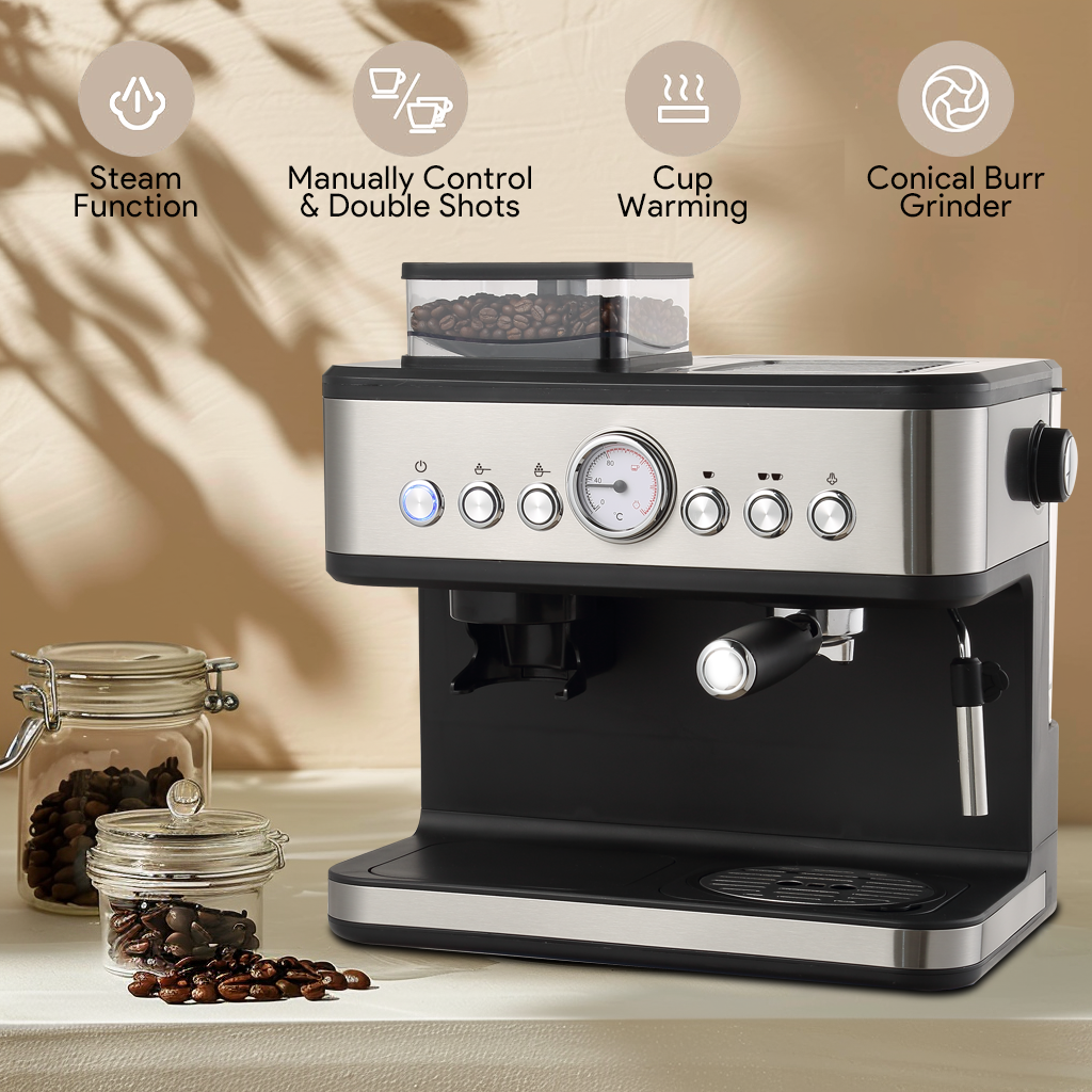 Tianshan Aison 2 In 1 Profesional Stainless Steel Coffee Machines Single Espresso Coffee Maker