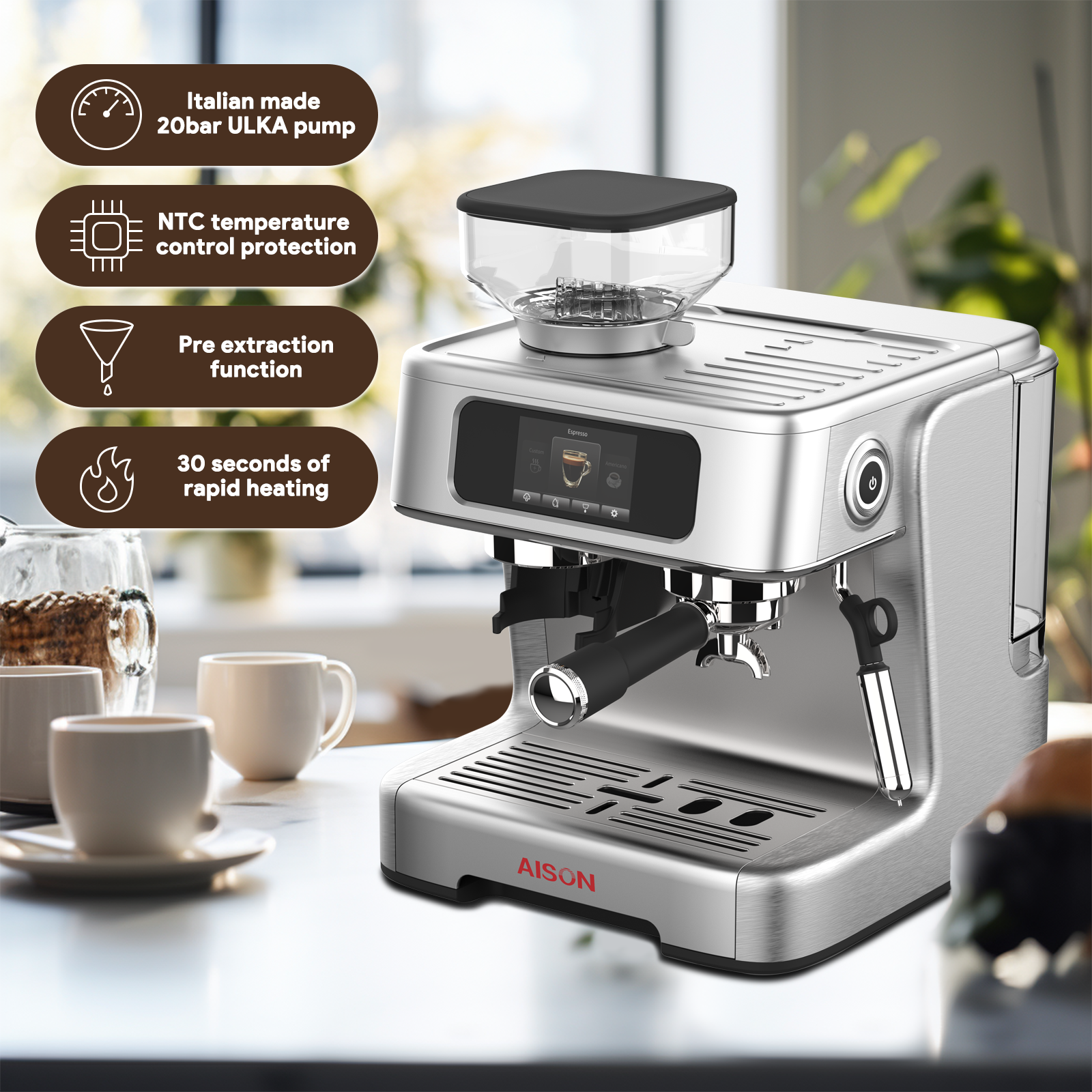 Factory Direct Sale Espresso Coffee Maker Italian Coffee Machine 15 bar 20 bar Machine Cappuccino semi Automatic Expresso Maker