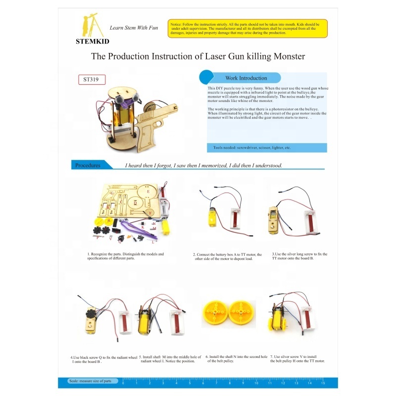 DIY laser gun killing monster game for children kids maker learning puzzle educational