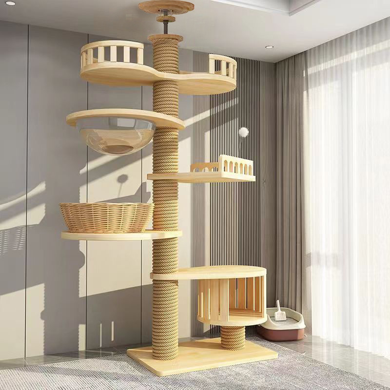 Large Size Wooden Big Cat Tree House Tower Cat Tree Tower Scratching Posts Cat Tree Shelf Scratching Jumping Platform