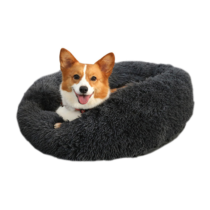 Hot Sale new design Pet Accessories Custom Luxury Soft Plush Warm donuts Pet Bed Cushion Sofa Cat Dog Bed