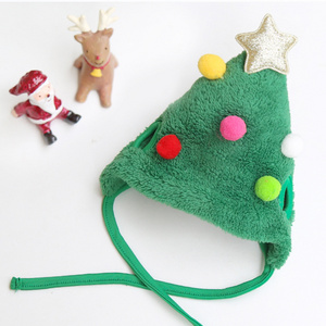 Pet Christmas Clothes With Colorful Ball Decoration Hat And Bibs Dog Christmas Clothing Pet Hat Dog Accessories