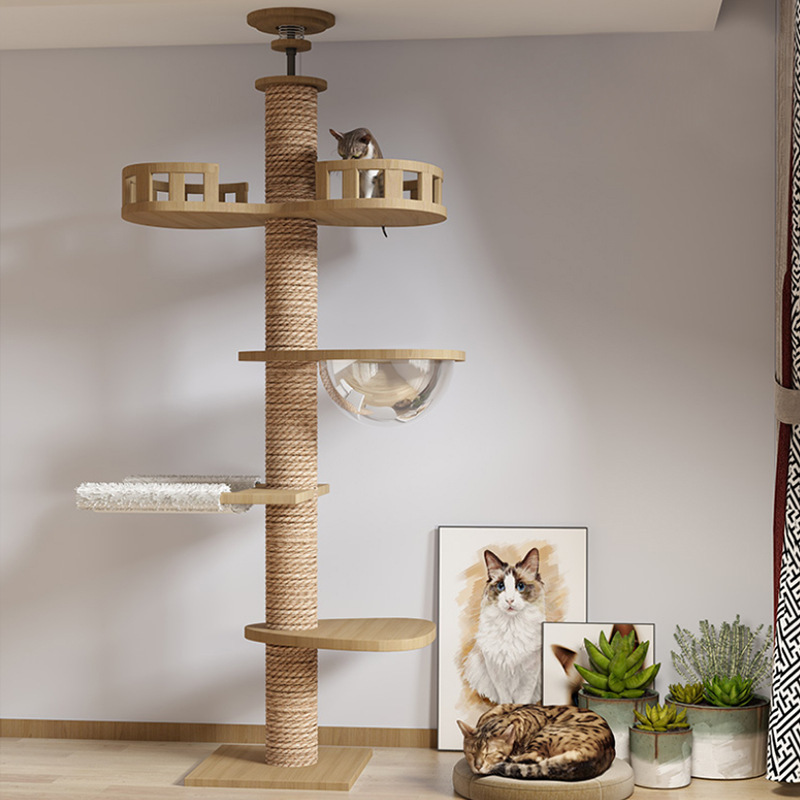 Large Size Wooden Big Cat Tree House Tower Cat Tree Tower Scratching Posts Cat Tree Shelf Scratching Jumping Platform