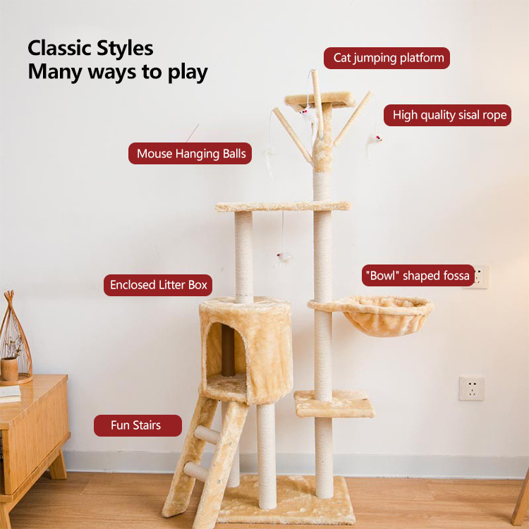 2023 New Pet Cat Climbing Frame Modern Two Floor Stairs Pet Cat Climbing Frame Cat Tree