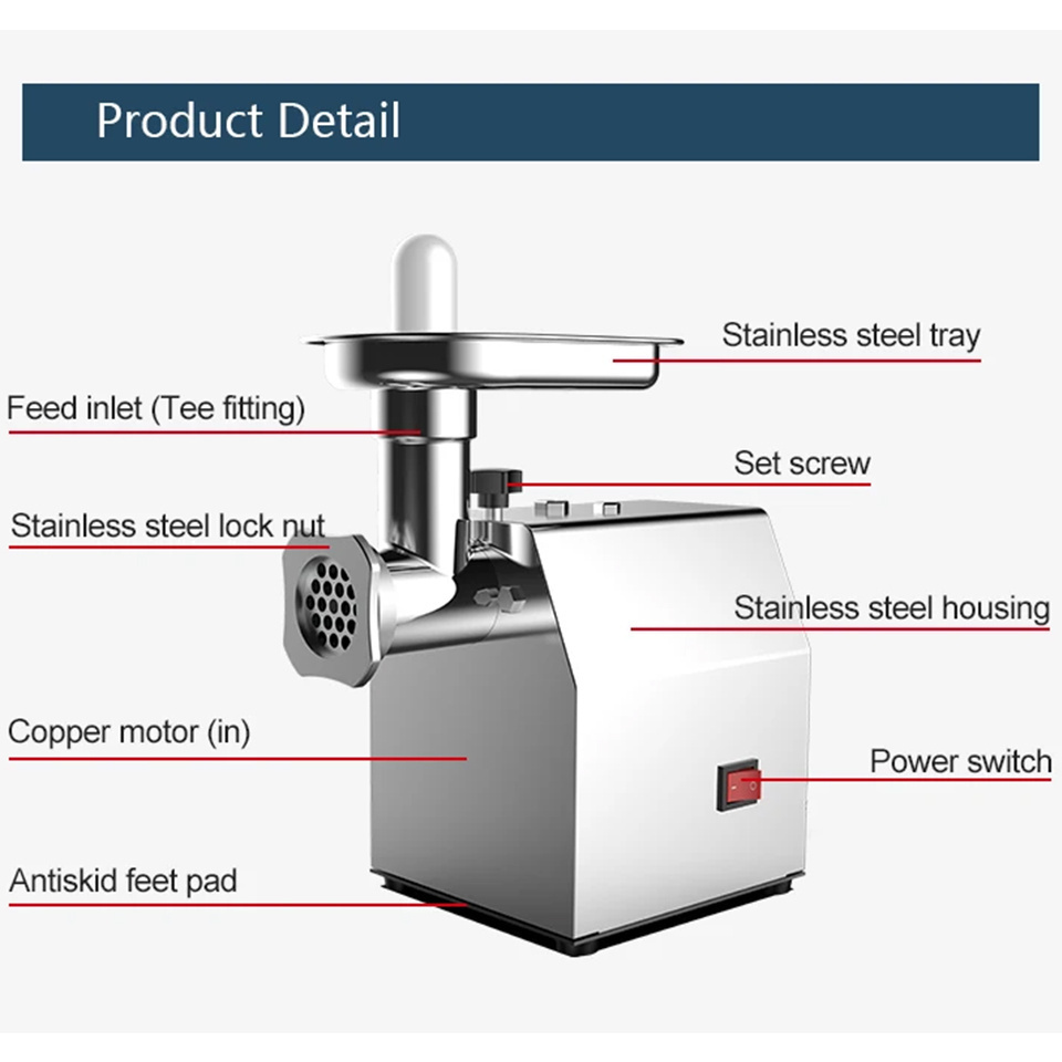 Commercial Meat Mincer Machine - Electric Meat Grinder with 8 Grinding Capacity