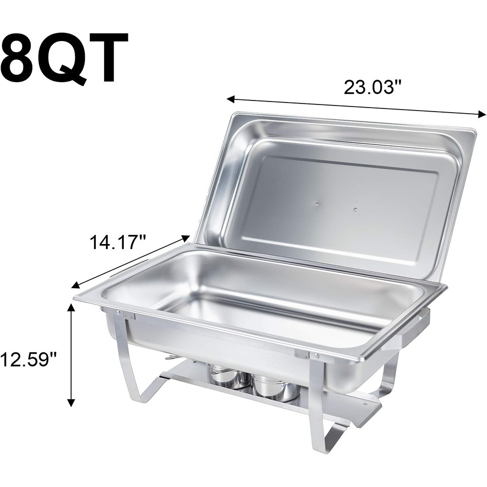 Chafing Dishes for Buffet, 8QT [Elegant Silver Colors] Stainless Steel Chafing Dish Buffet Set Chafers and Buffet Warmers Sets