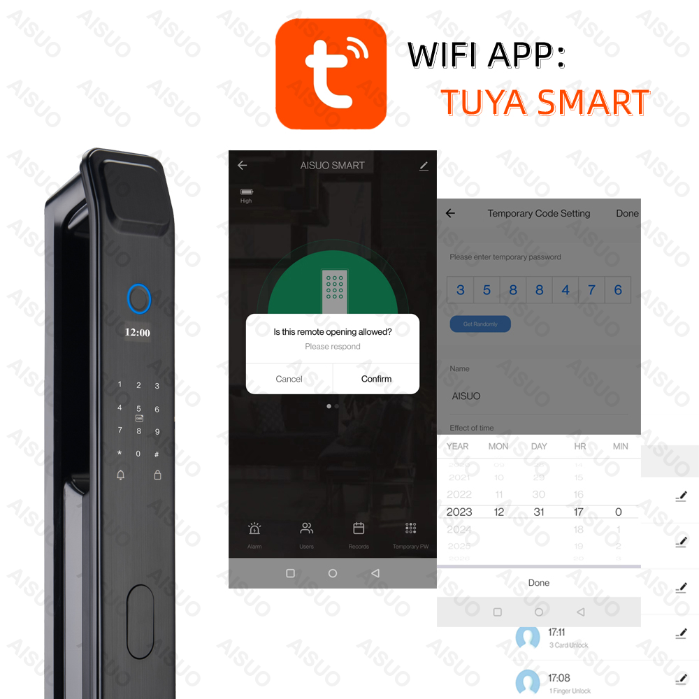 New Arrivals TUYA WIFI Biometric Fingerprint Card Password Key Smart Lock Electric Digital outdoor Smart Door Lock