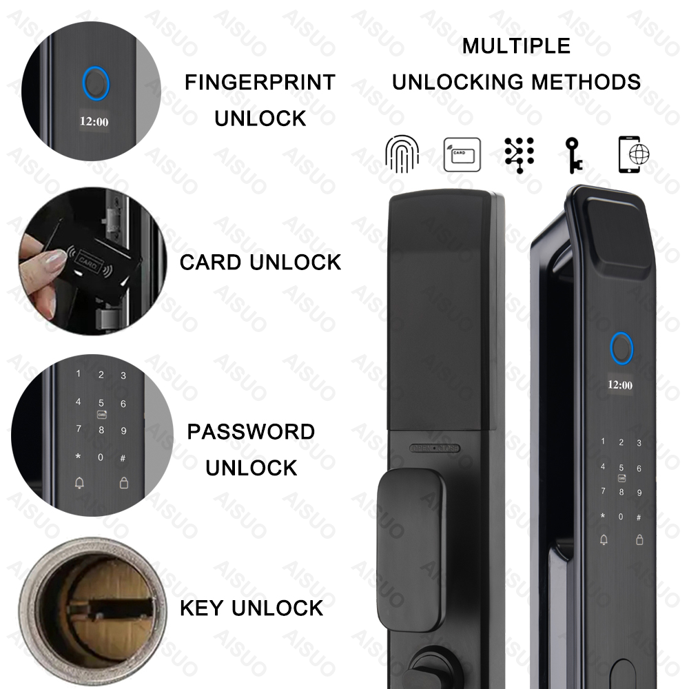 New Arrivals TUYA WIFI Biometric Fingerprint Card Password Key Smart Lock Electric Digital outdoor Smart Door Lock