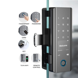 Hot Selling TUYA WIFI Smart Glass Door Lock Bluetooth APP Digital Biometric Fingerprint Card Digital Lock Office Glass Door Lock