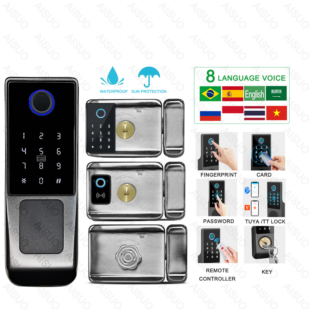 TUYA Waterproof WIFI Electric Digital Fingerprint Door Lock TT lock Remote Unlock Cerradura Inteligente Digital Tuay Smart Lock