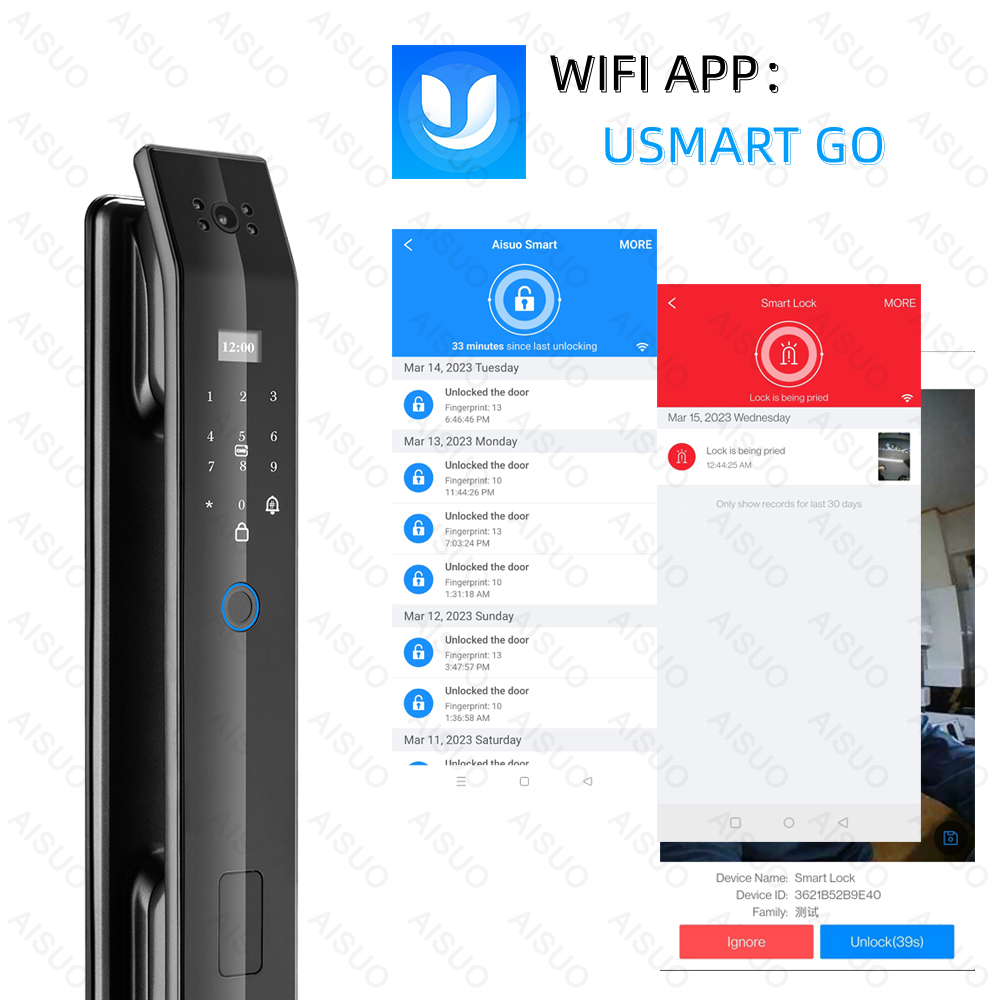 New Design WIFI APP Smart Door Lock With Camera Monitor Send Photo To phone Fingerprint Lock Cerradura Inteligente Smart Lock