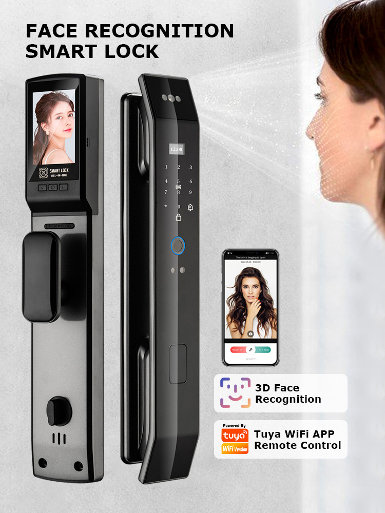 Real Time Video Intercom TUYA WIFI Face Recognition Smart Door Lock ...