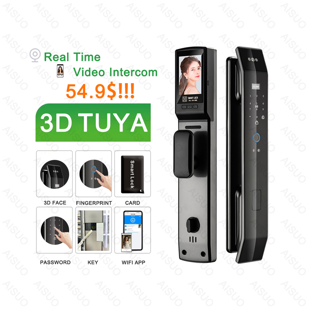 Real Time Video Intercom TUYA WIFI Homekit Smart Lock Face Intercom Tuya 3d Face Recognition Smart Door Lock