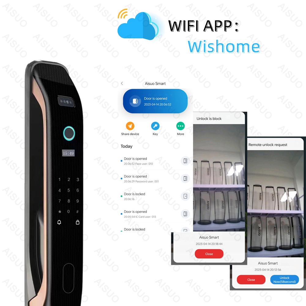 Factory Direct Sale Face Recognition Lock With Camera WIFI APP lock door smart home Card Password Key Automatic smart gate lock