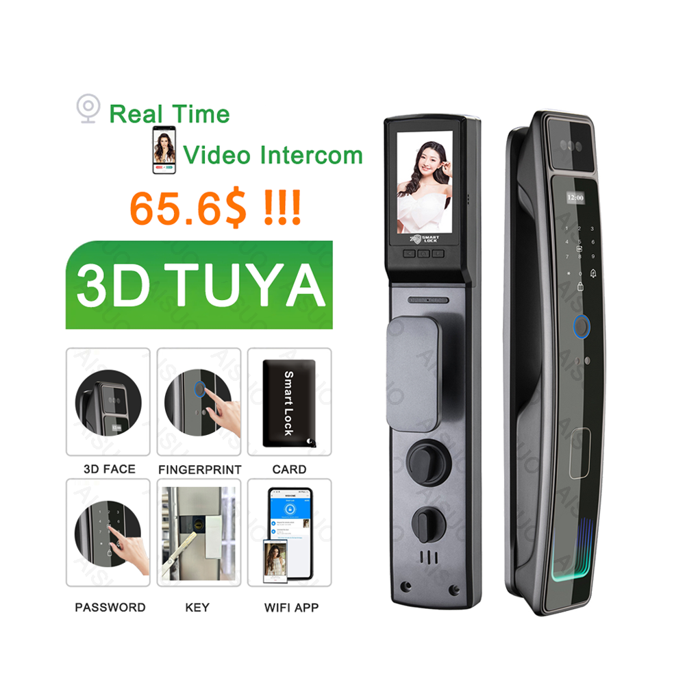 Real Time Video Intercom TUYA with management software smart door lock system wifi deadbolt smart front door lock smart locks