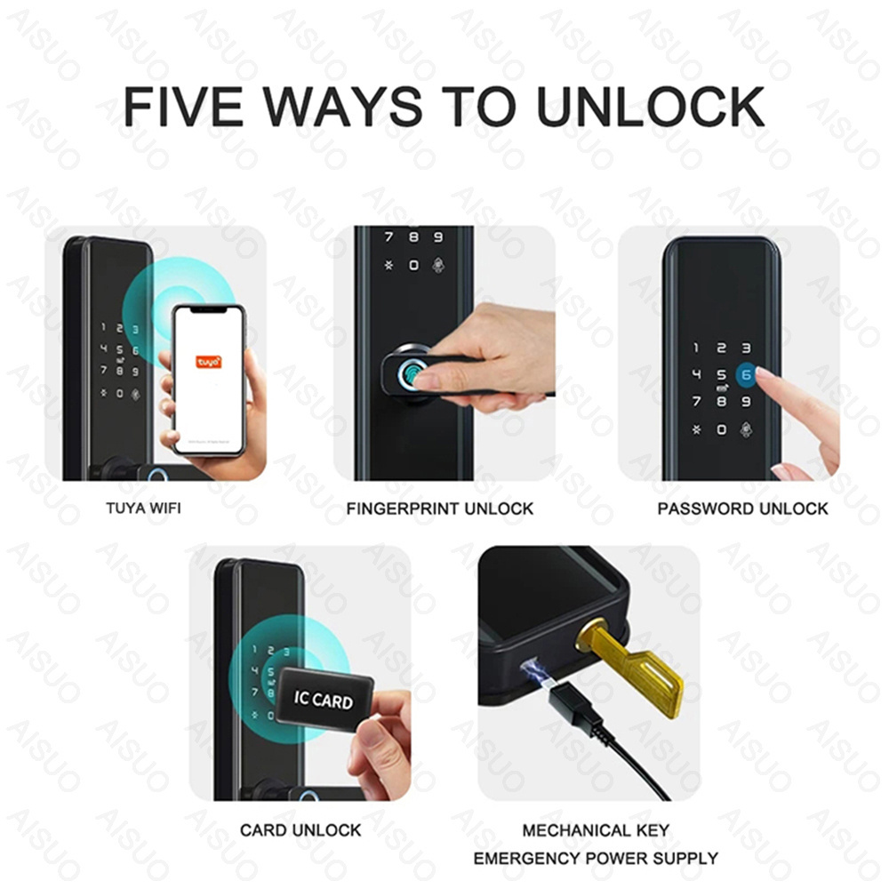 New product TUYA WIFI waterproof fingerprint lock remote unlock digital card key cerradura intelligente smart door lock