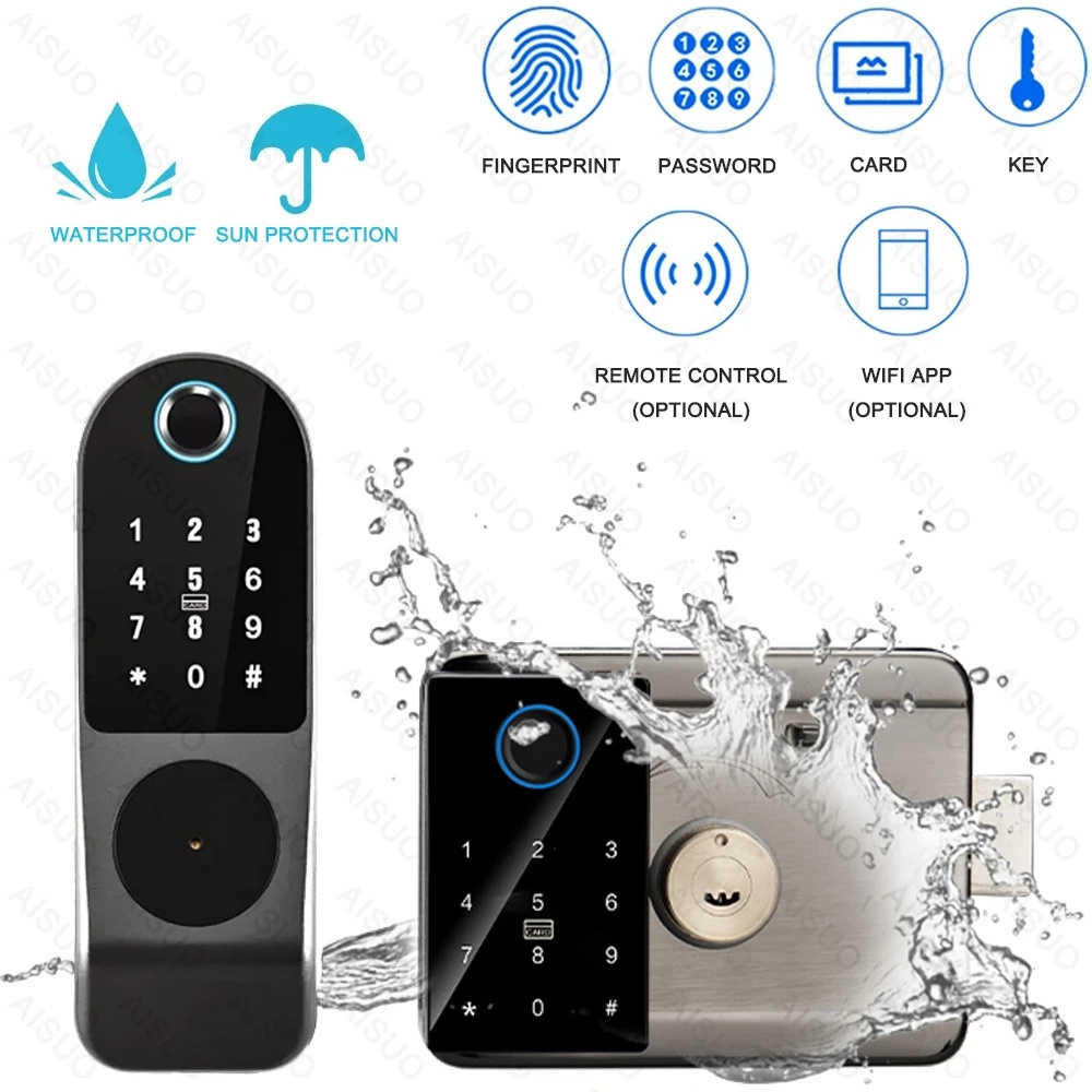 Waterproof Outdoor TUYA WIFI APP Electric Fingerprint Keyless Digital Smart Lock