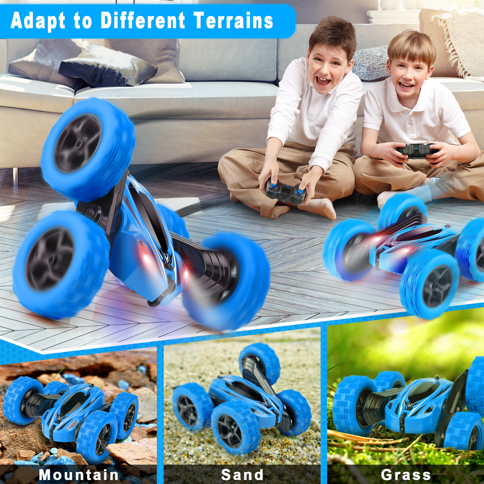 High Quality Double Side 4X4 RC Stunt Car Kids Radio Control Toys Electric Rechargeable Battery Charger Remote Control Car FCC