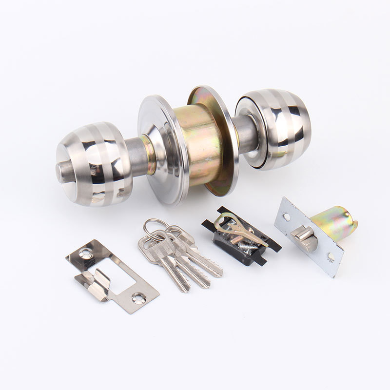 Stainless Steel Handle Ball Knob Lock Cylindrical Ball Lock with Latch Round Door Knob Lock