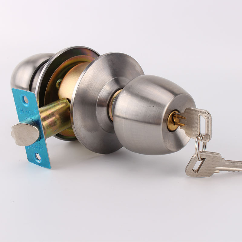 Stainless Steel Handle Ball Knob Lock Cylindrical Ball Lock with Latch Round Door Knob Lock