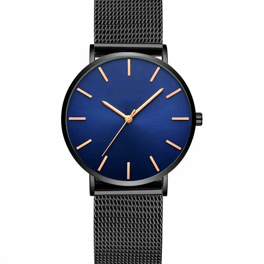 Hot Selling No Logo Simple  Wristwatch Casual  Men and Women Watch Gift Mesh Stainless Steel Band Unisex Thin Minimalist Watch