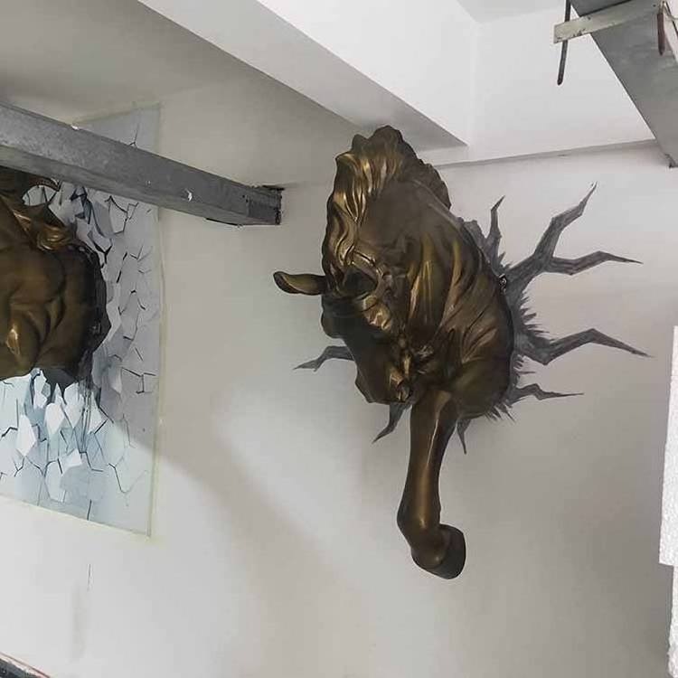 Wholesale home decor Wall Sculpture riding Horse Head Wall hanging Sculpture Life Size gold Horse Head Wall Sculpture