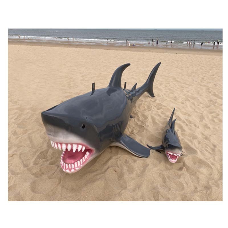 Large Size sea beach Display Fiberglass Shark Sculpture Shop Mall Restaurant Wall Decoration