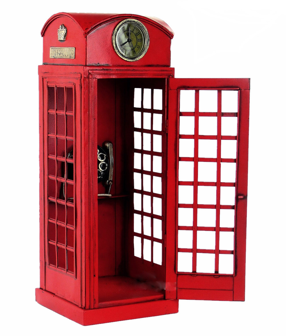 hot sale old telephone booth model in London England antique iron old iron model ornaments handicrafts and home accessories