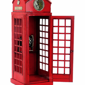 hot sale old telephone booth model in London England antique iron old iron model ornaments handicrafts and home accessories