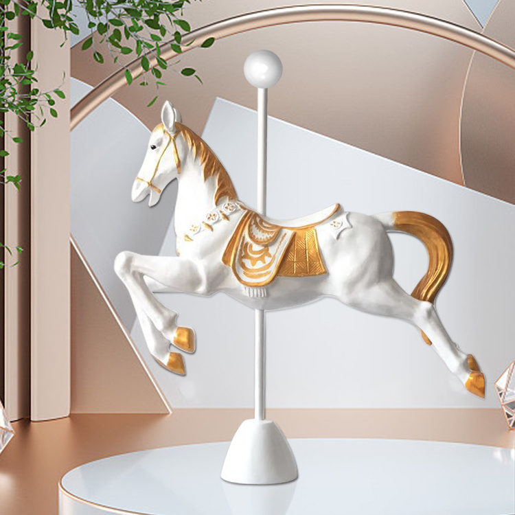 2023 Wholesale Custom Unicorn kids ride large fiberglass carousel horse sculpture for wedding party decoration