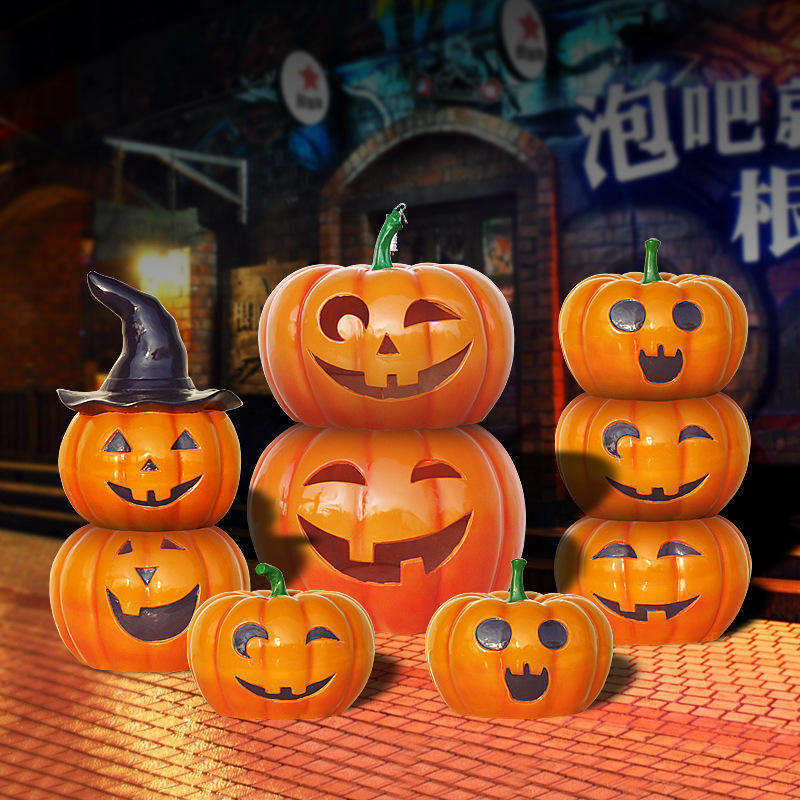 Halloween Gifts Crafts Outdoor Decoration Customized Large Fiberglass Halloween Pumpkin Sculpture on Sale