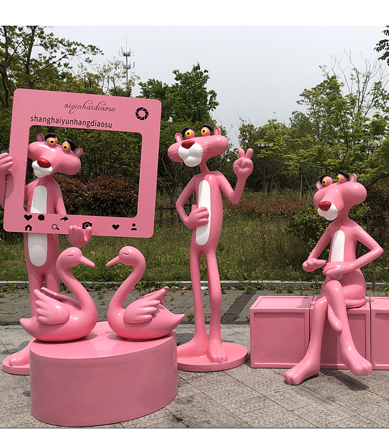 High quality custom life size Pink Panther Sculpture Decoration Pink Panther Sculpture Pink Panther Fiberglass Sculpture