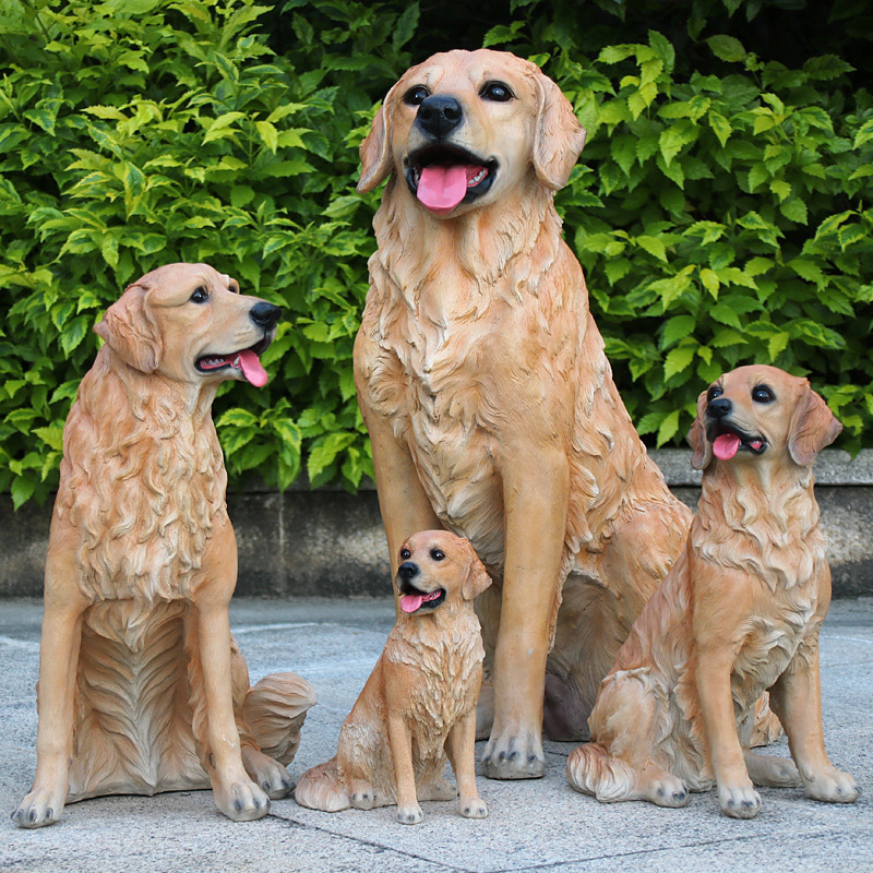 Wholesale hot sale Nordic resin animal Golden retriever sculpture fiberglass dog statue for home decor garden decor