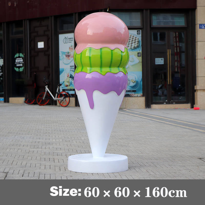 Wholesale manufactory custom Giant Fiberglass Ice Cream Cone Props Sculpture for shop decoration