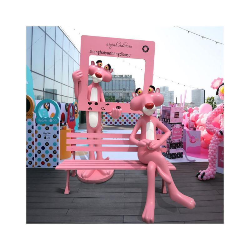 Wholesale Hot Sale custom life size Pink Panther Sculpture Decoration Pink Panther Sculpture Pink Panther Fiberglass Sculpture