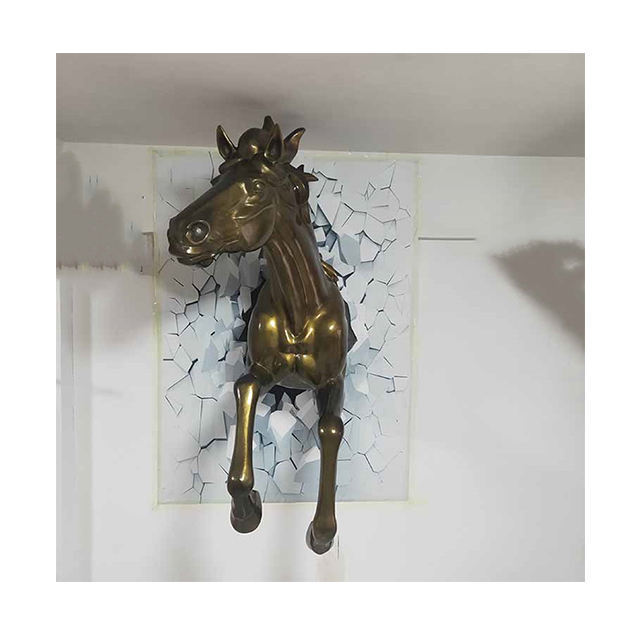 Wholesale home decor Wall Sculpture riding Horse Head Wall hanging Sculpture Life Size gold Horse Head Wall Sculpture