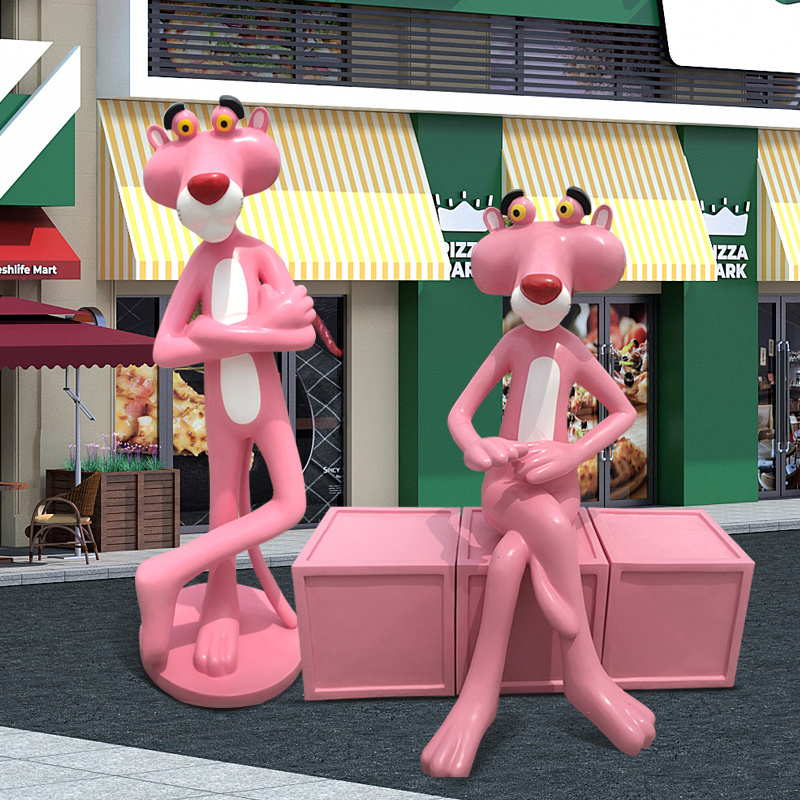 High quality custom life size Pink Panther Sculpture Decoration Pink Panther Sculpture Pink Panther Fiberglass Sculpture