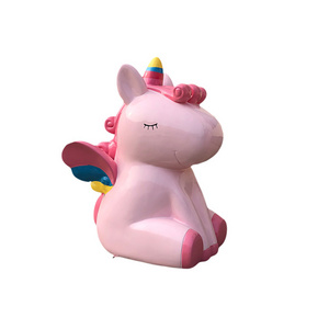 Custom Outdoor Cartoon resin unicorn colorful life size fiberglass sculpture resin unicorn garden statue for sale