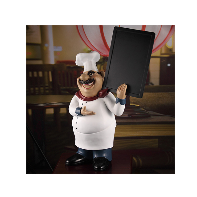 Custom word welcome chef Restaurant Decoration Resin Cook Sculpture Fiberglass Fat Pizza Chef Man Figurine Statue