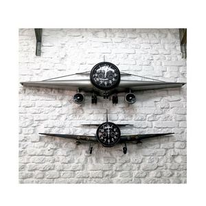 custom metal Clock Iron Ornament diy home decor Wall Airplane bar decoration Clock airplane vintage decor