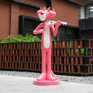 Fiberglass Products Campus Park Cartoon pink panther sculpture Balloon Sculpture Display Ornaments for sale