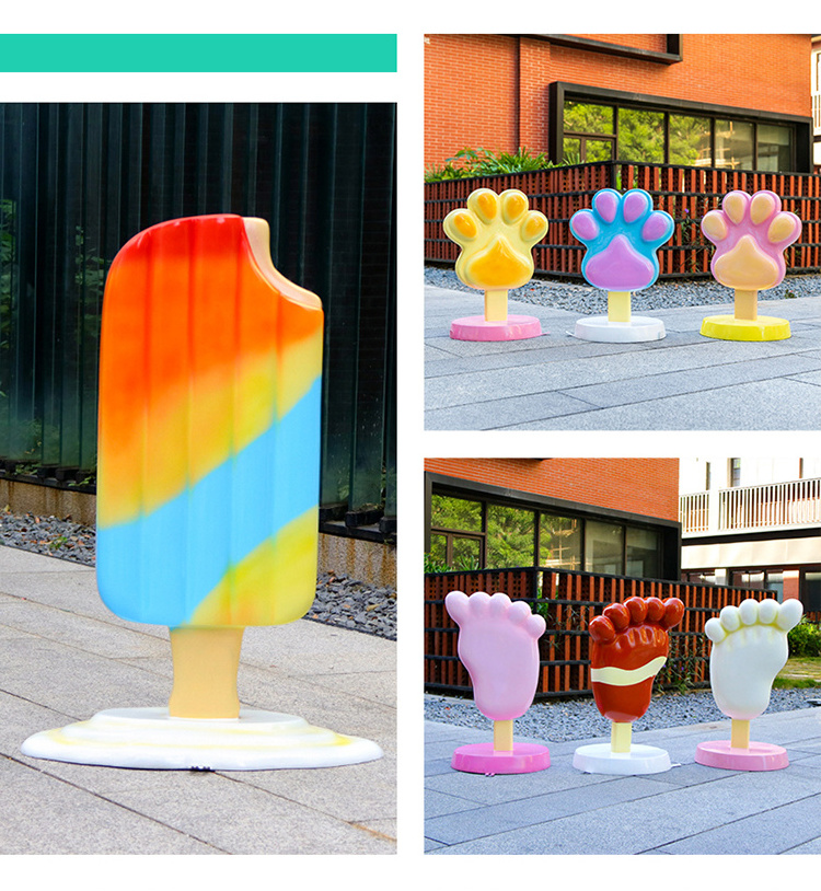 2022 custom fiberglass ice cream cone statue large ice cream sculpture for Windows display decoration