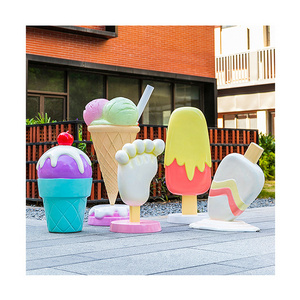 2022 custom fiberglass ice cream cone statue large ice cream sculpture for Windows display decoration