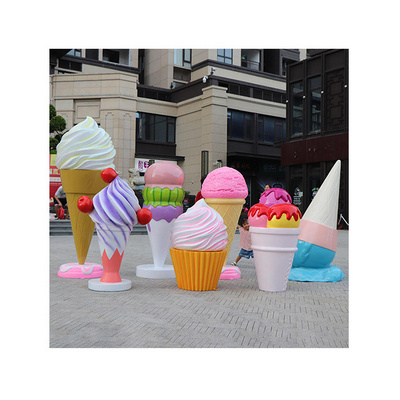 Wholesale manufactory custom Giant Fiberglass Ice Cream Cone Props Sculpture for shop decoration