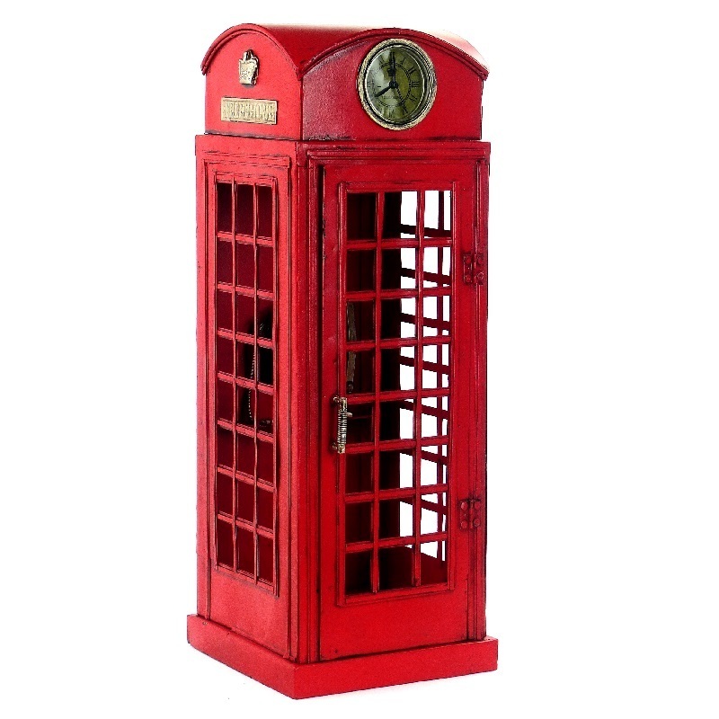 hot sale old telephone booth model in London England antique iron old iron model ornaments handicrafts and home accessories